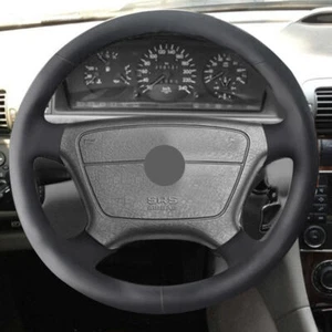 Black Steering Wheel Leather Cover For Mercedes Benz C E CL Class W202 C140 W210 - Picture 1 of 8