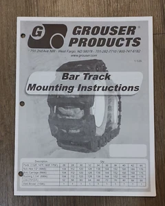 GROUSER PRODUCTS BAR TRACK MONTAGEANLEITUNG HANDBUCH - Bild 1 von 2