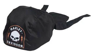 Harley-Davidson Men's Skull Shield Polyester One Size Headwrap - Solid Black - Picture 1 of 2
