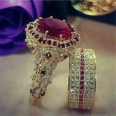 Gorgeous Women Wedding Ring Set Cubic Zirconia Jewelry   Size5-11 Silver Rings - Image 1 of 4