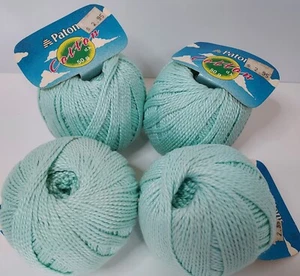 Lot of 4 Patons Cotton DK Yarn Balls Mint Green 50 gr 116 Yards Ea Vintage New - Picture 1 of 5