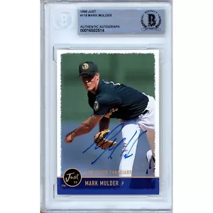 1999 Just Baseball #119 Mark Mulder Signed Card AUTO RC Beckett Slab Oakland A's - Picture 1 of 5