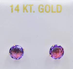 TOURMALINE 2.08 Cts STUD EARRINGS 14K SOLID ROSE GOLD - MADE IN USA - NWT - Picture 1 of 7