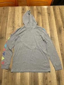 Adidas Hoodie, Boy's Size Large, Gray, Pullover, Multicolor Logo - Picture 1 of 10