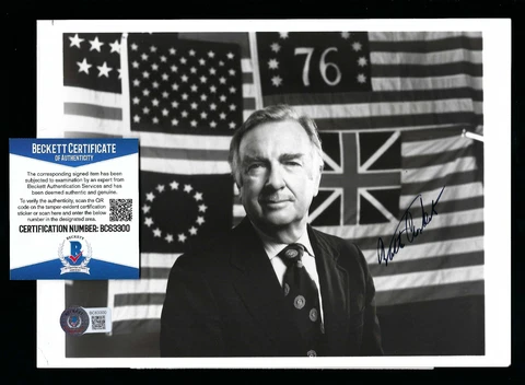 Walter Cronkite signed 7"x 9" Photograph broadcast journalist BAS Authenticated Cover