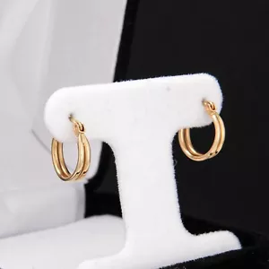 14K Echt Gold Doppel Creolen Gelbgold 14 mm / 1/2" hoch - Bild 1 von 18