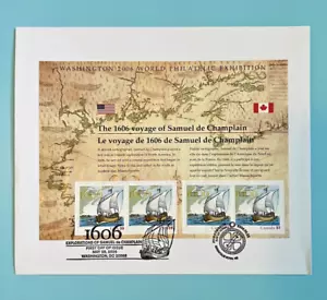 #4074 Set of 5 Voyage of Samuel De Champlain Souvenir Sheet First Day of Issue - Picture 1 of 2