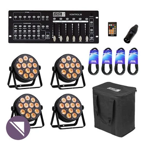 Eventec KONTROL36 with 4x LED RGBWAU Par Light with Carry Bag and Cables - Picture 1 of 9