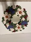 Vintage 1994 Scioto Ceramic Wreath. W Mirror Hand Painted. Made in Italy