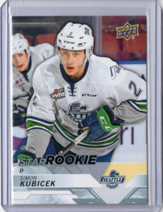SIMON KUBICEK 18/19 Upper Deck CHL UD #321 Star Rookie Card Seattle Thunderbirds