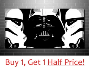 STAR WARS MOVIE CANVAS WALL ART PRINT DARTH VADER + STORMTROOPER : VARIOUS SIZES - Picture 1 of 5
