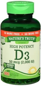 Nature's Truth D3 2,000 IU (50 mcg) Quick Release Softgels 300 EA - Picture 1 of 1