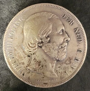 1850 (2.5) Gulden, Netherland Silver Coin. Willem III Koning. - Picture 1 of 4