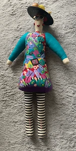1996 Nancy Camden Wandbild Stoffpuppe Schallplatte Hut MCM DECO - Bild 1 von 8