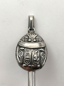 Egipskie srebro szterlingowe podniesione skarabeusz hieroglificzny kartusz wisiorek ręcznie robiony