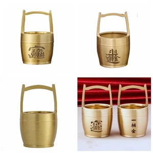 Small Bucket of Gold Sculpture Handicraft Copper Bucket Ornaments Desktop - Picture 1 of 12