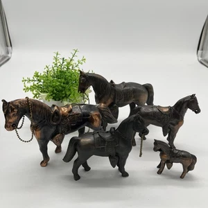 Vintage Konvolut 5 Bronze Kupfer Karneval Pferd Preis 50er Jahre Metallguss Statuen - Bild 1 von 10