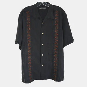 Havanera Co. Hemd L Guayabera Cuban schwarz bestickt Bowling Holz Knopfleiste - Bild 1 von 9