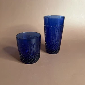 Avon Royal Sapphire Glasses, Cobalt Blue, Set of 2, Arcoroc France, Vintage 1970 - Picture 1 of 12