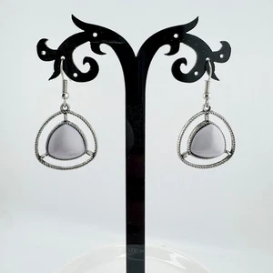 Vintage Southwestern Triangle Earrings with Gray Stone Dangles Contemporary - Picture 1 of 7