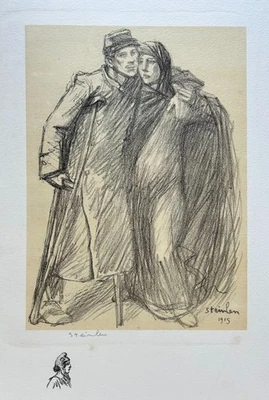 STEINLEN Théophile Alexandre (1859 - 1923) - "L'aide aux mutilés". 1915. - Photo 1/2