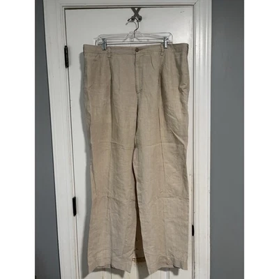 Pantalones Nautica Rigger para hombre 38/32 beige calce clásico 100 % lino Foto 1 de 3