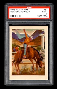 1956 Topps Adventure #67 Ride 'Em Cowboy Wild West Rodeo Cowboys PSA 9 - Picture 1 of 2