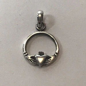 Sterling Silver Claddagh Charm 3/4 In Petite Irish St Patrick - Picture 1 of 4