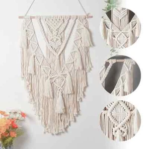 Boho Macrame Wall Hanging Tassel Tapestry for Living Room Decor Handmade Woven - Picture 1 of 8