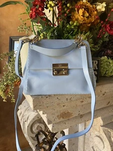 CH Carolina Herrera Embossed Baby Blue Satchel Handbag - Picture 1 of 12