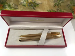 Sheaffer Gold Plated Fountain Pen, 14K gold nib and Ballpoint pen, with box - Picture 1 of 19