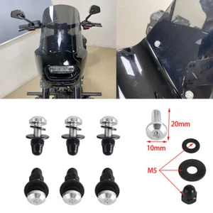 6* Tornillo de pernos de parabrisas de carenado estilo club de aluminio plateado para Harley MEM7391 - Imagen 1 de 9