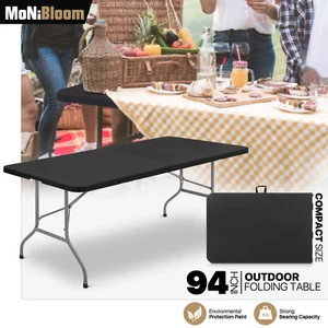 Heavy Duty 8ft Folding Camping Picnic Dining Table Plastic Commercial Party Desk - Picture 1 of 27