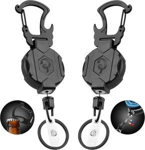 2 Pack Retractable Keychain Heavy Duty Carabiner Badge Holder with Magnetic C... - Picture 1 of 6