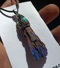 Bismuth Turquoise Pendant W Cord. Genuine Bismuth Crystal, 2.15" Large...