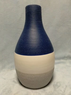 Jarrón Faiancas Ideal Azul Blanco Gris Hecho a Mano Arte Pintado Áspero Portugal Foto 1 de 4