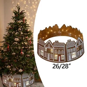 LED Gingerbread House Christmas Tree Collar Hotel Gift Christmas Tree Skirt - Picture 1 of 13