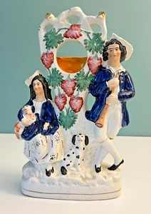 XIX w. Staffordshire Figurka / Uchwyt na zegarek kieszonkowy - 12,5" x 8,5" - Piękny! - Zdjęcie 1 z 6