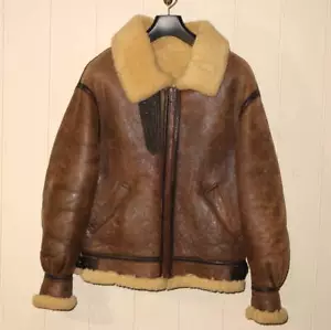 AVIREX B-3 Flight Jacket Real Mouton Sheep Leather Size 40 Brown free shipping - Picture 1 of 10