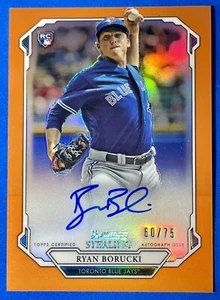 2019 Bowman Sterling Orange Refractor Auto Ryan Borucki RC Rookie 60/75 BSRA-RB - Picture 1 of 3