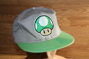 Official Super Mario 1 Up One Up Nintendo Snapback Flat Bill Hat Cap Green 2015 - Picture 1 of 7