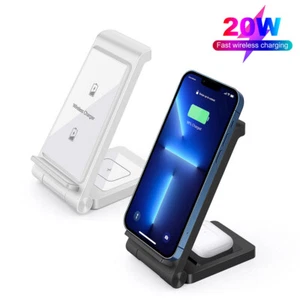 2in1 Foldable Wireless Charger Dock Station For iPhone 13 Pro Max 12/11/XS/8 - Picture 1 of 14