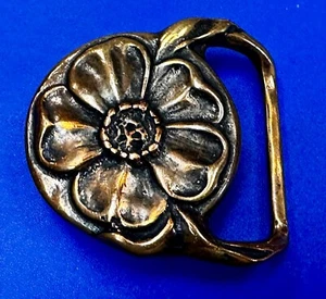Wildflower Flower Theme Hippy Vibe VTG 1974 Brass Belt Buckle Tech Ether Guild - Picture 1 of 17