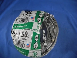 NEU Southwire Außenkabel Kupfergrau Typ UF-B 14/2 AWG 600V 50 Fuß - Bild 1 von 4