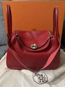 Hermès Lindy 26 Verso Rouge Kazak/Rose Jaipur Taurillon Clemence retail $9900 - Picture 1 of 20