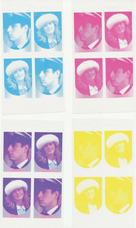 NEVIS 1986 wedding Prince Andrew & Sarah Ferguson MAJOR VARIETIES 6 PROOFS MS R! — 第 1/3 张图片