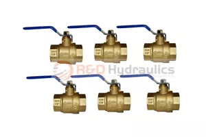 Ball Valve | Full Port | 1-1/4" Female Threads | Brass | 6 Pack - Picture 1 of 4