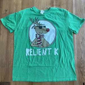 Green Relient K Graphic T-Shirt Size Large Reindeer Vintage - Picture 1 of 3
