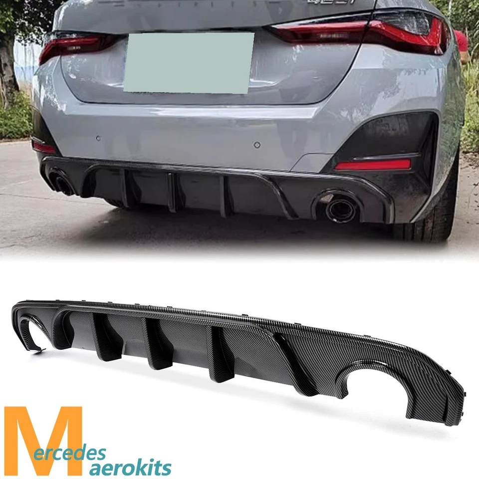 For BMW 4 Series G26 420i Gran Coupe 2021-24 Rear Bumper Diffuser Carbon Look Foto 1 de 4