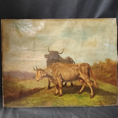 Huile Ancienne École Néerlandaise Fin 19eme, Huile Sur Toile Marouflée Sur... - Photo 1/4